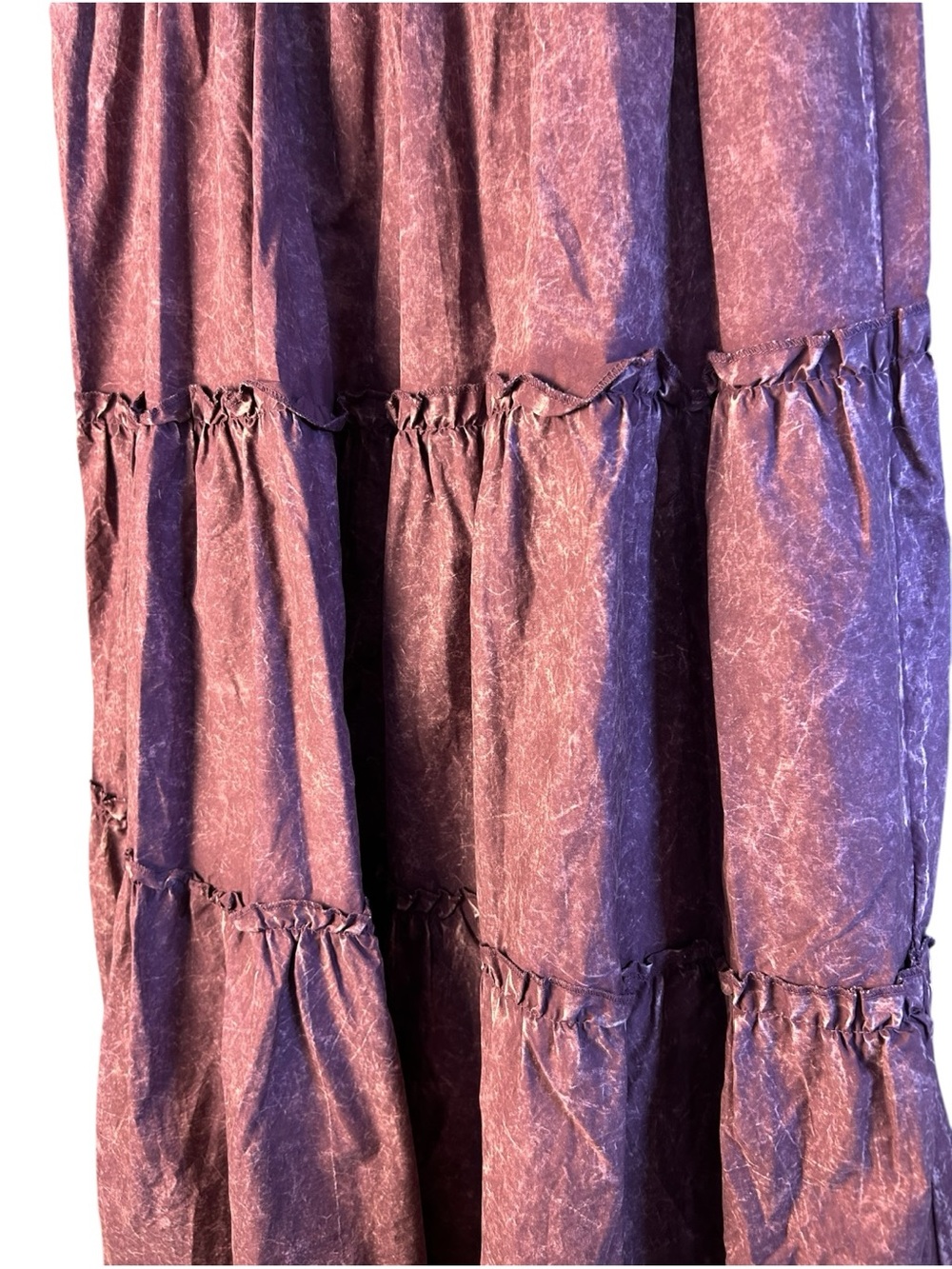 Zenana Outfitters Plum Acid Wash Tiered Ruffle Cotton Maxi Skirt Size 1X - Picture 4 of 6